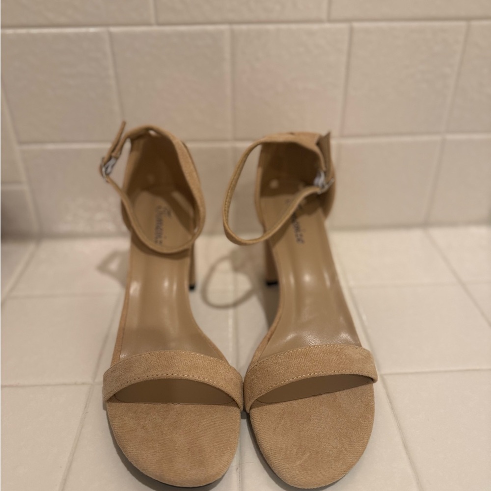 Chic Tan Ankle Strap Heels